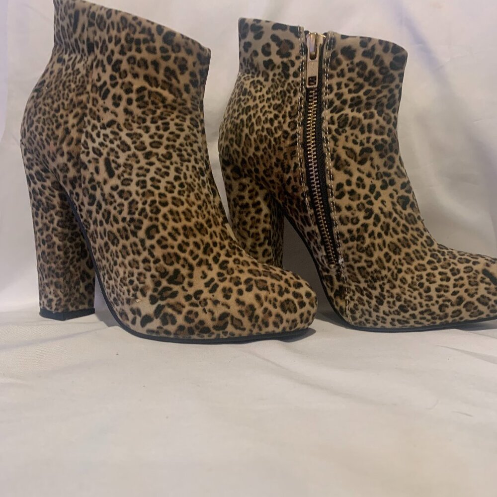 Diba Women's Black, Brown & Tan Faux Suede Leopard Booties